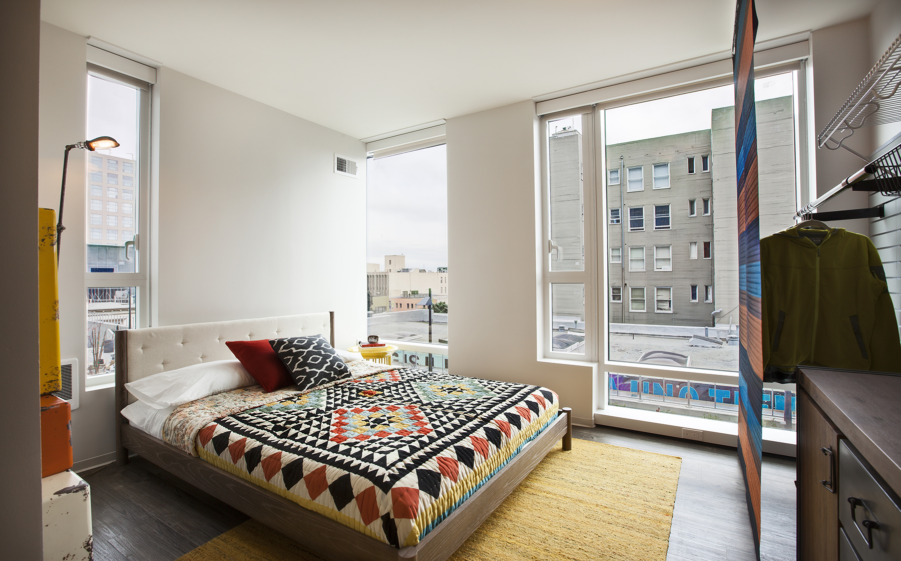 Bedroom with hard surface flooring